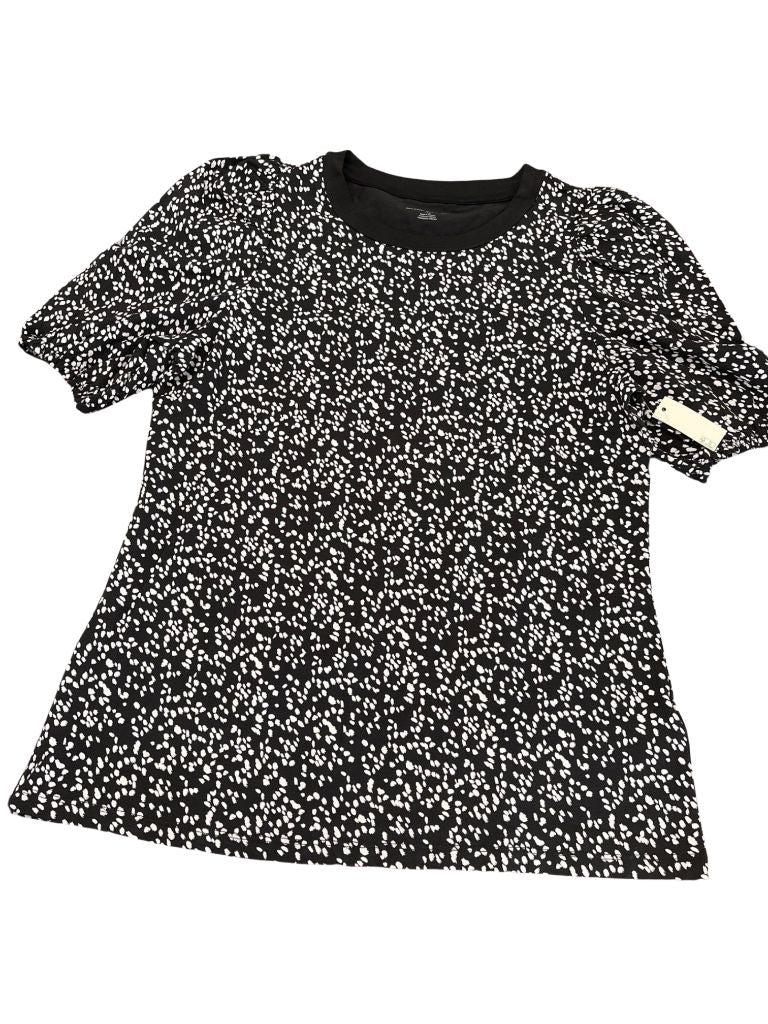 Amazon Essentials Black/White Crew Neck Puff Sleeve Blouse