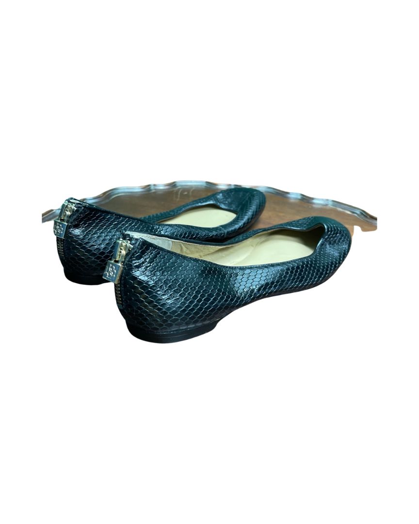 Ann Taylor Black Faux Snakeskin Flats