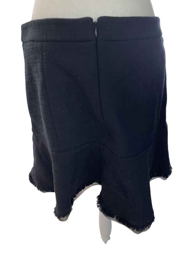 Ann Taylor Black Textured Skirt with Fringe Hem