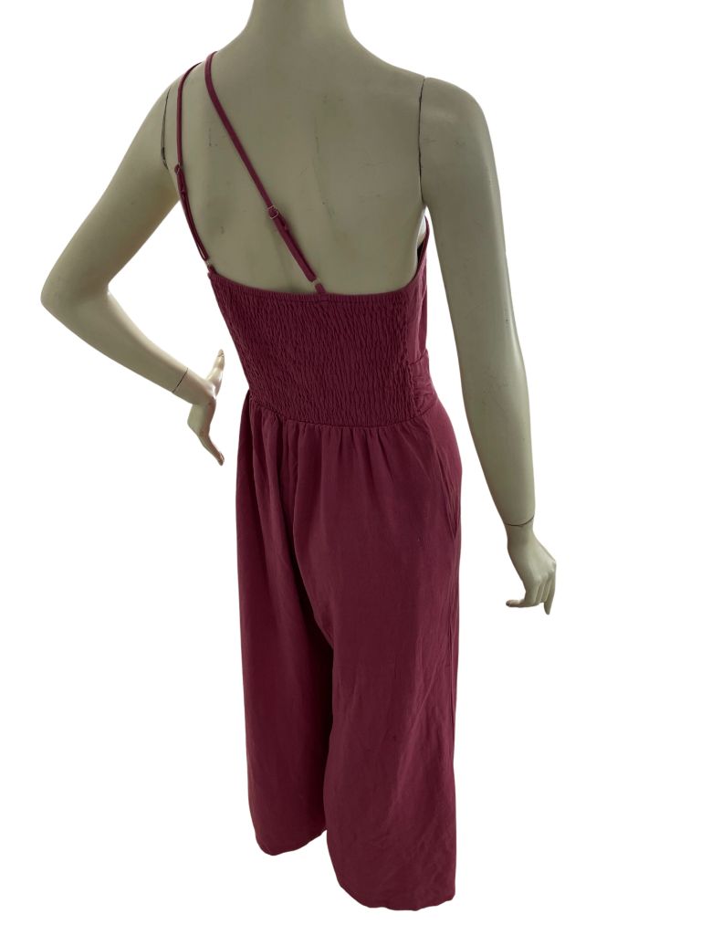 Anrabess Rose One Shoulder Wide Leg Jumpsuit