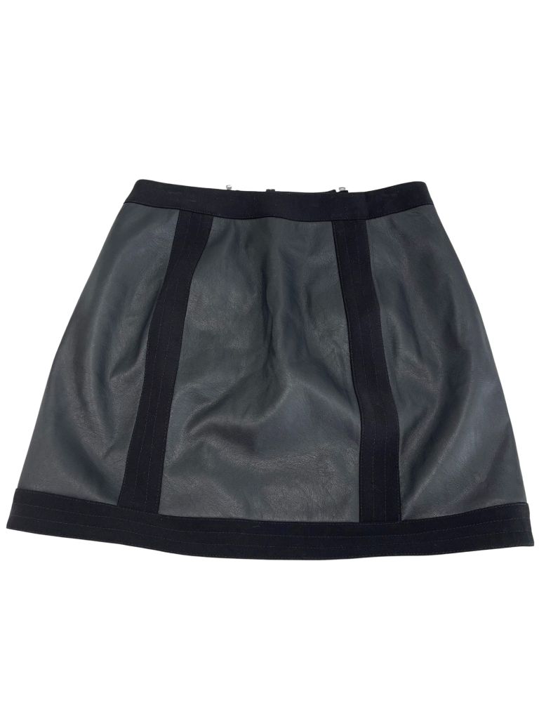 BCBGMAXAZARIA Black Faux Dual Zip Front Leather Skirt