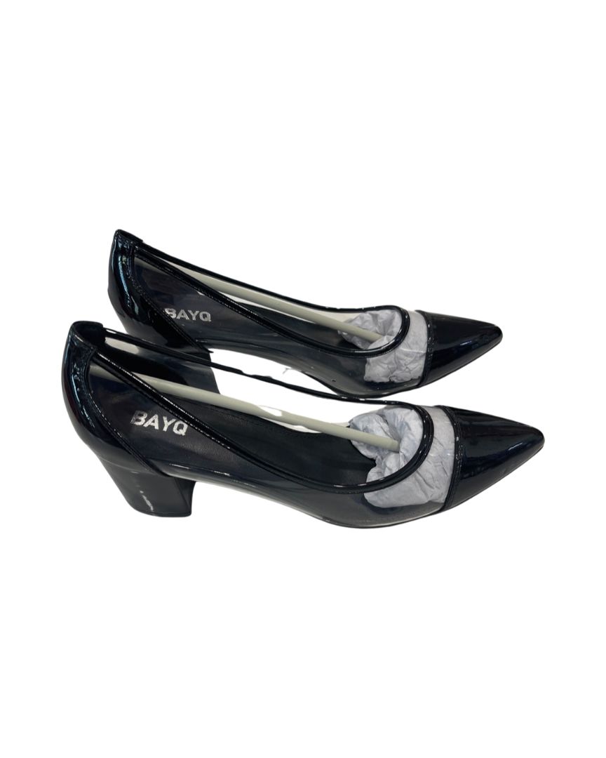 Bayq Black and Clear Chunky Heels