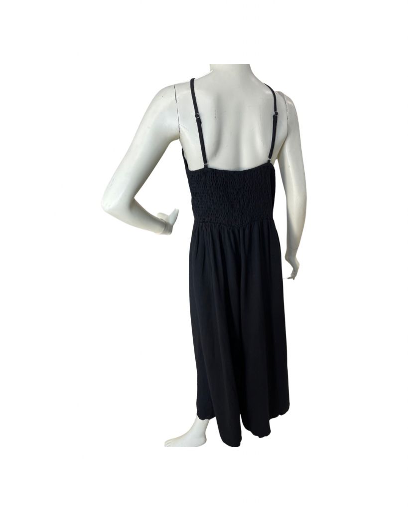 Black Halter Neck Linen Blend Jumpsuit