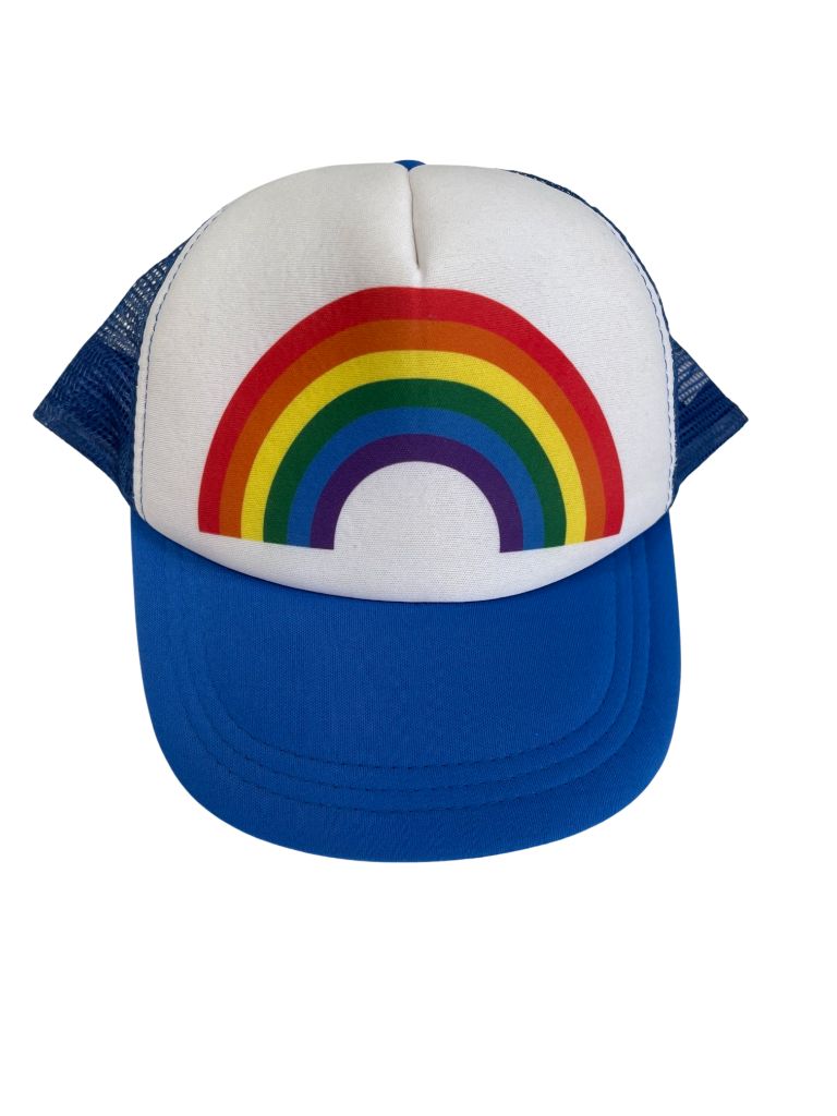 Blue and White Rainbow Trucker Hat