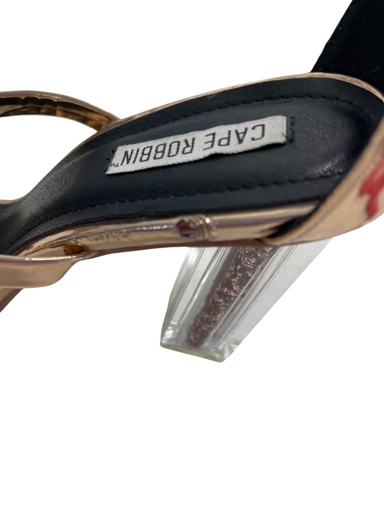 Cape Robbin Rose Gold Clear Chunky Heel Sandal