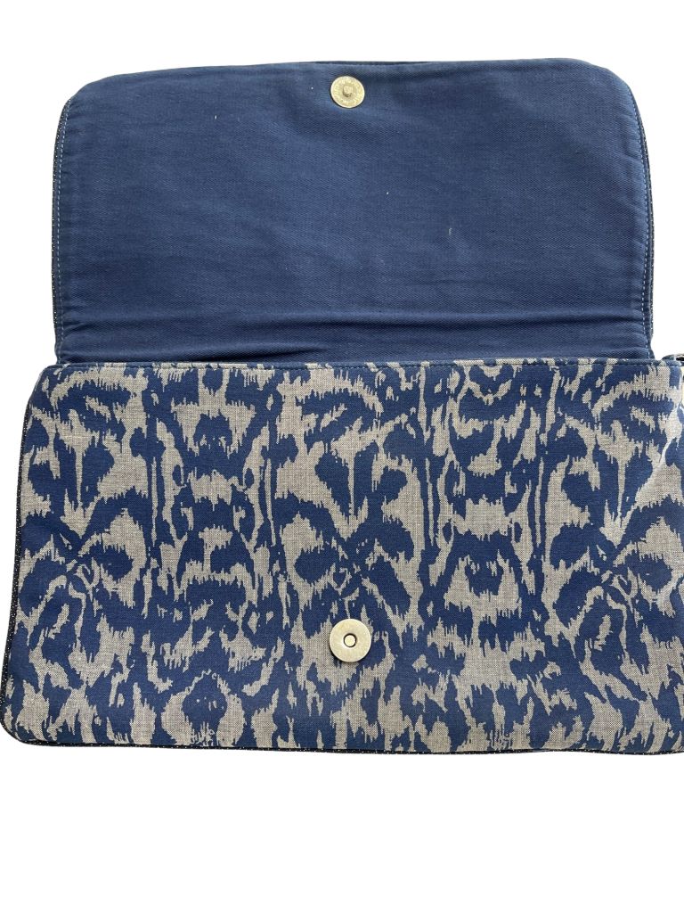Chico's Blue Fabric Purse with Chain Strap