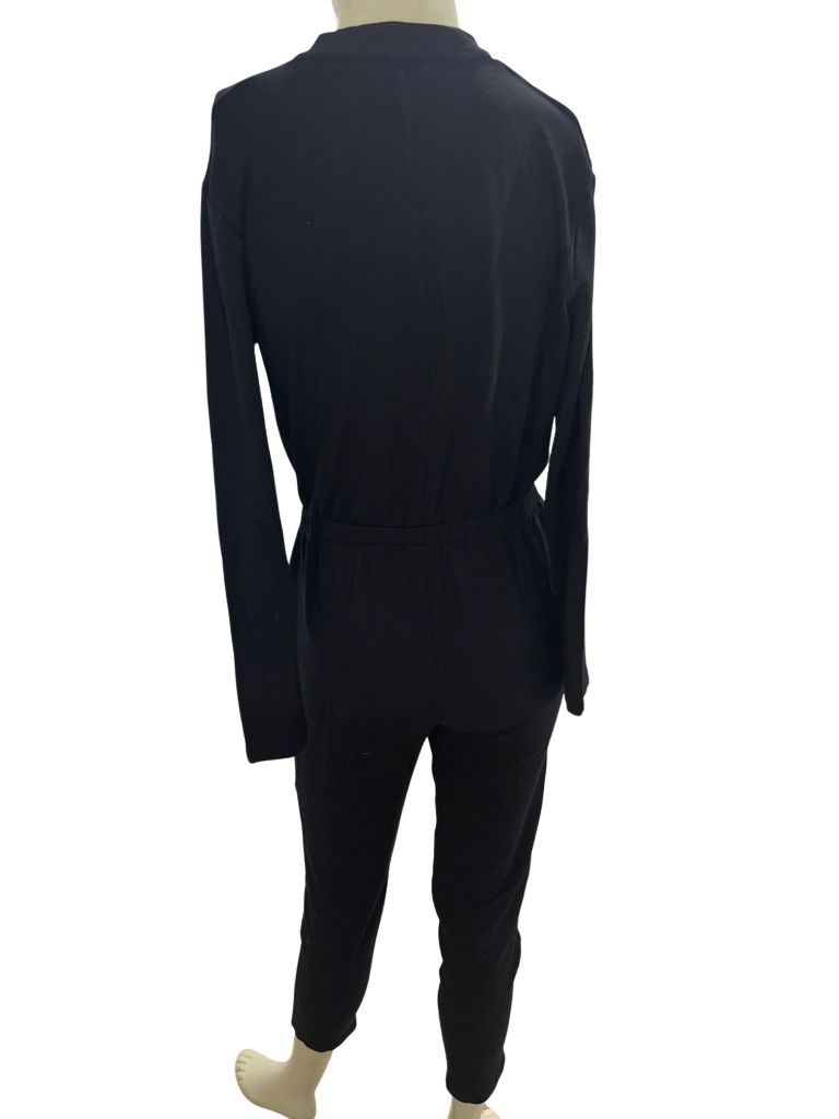 Daily Ritual Black V Neck Long Sleeve Jumpsuit