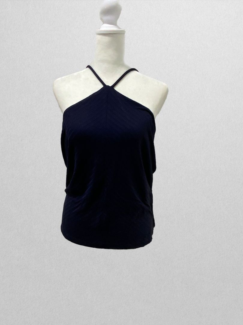 Daily Ritual Navy (XL) Textured Halter Tank