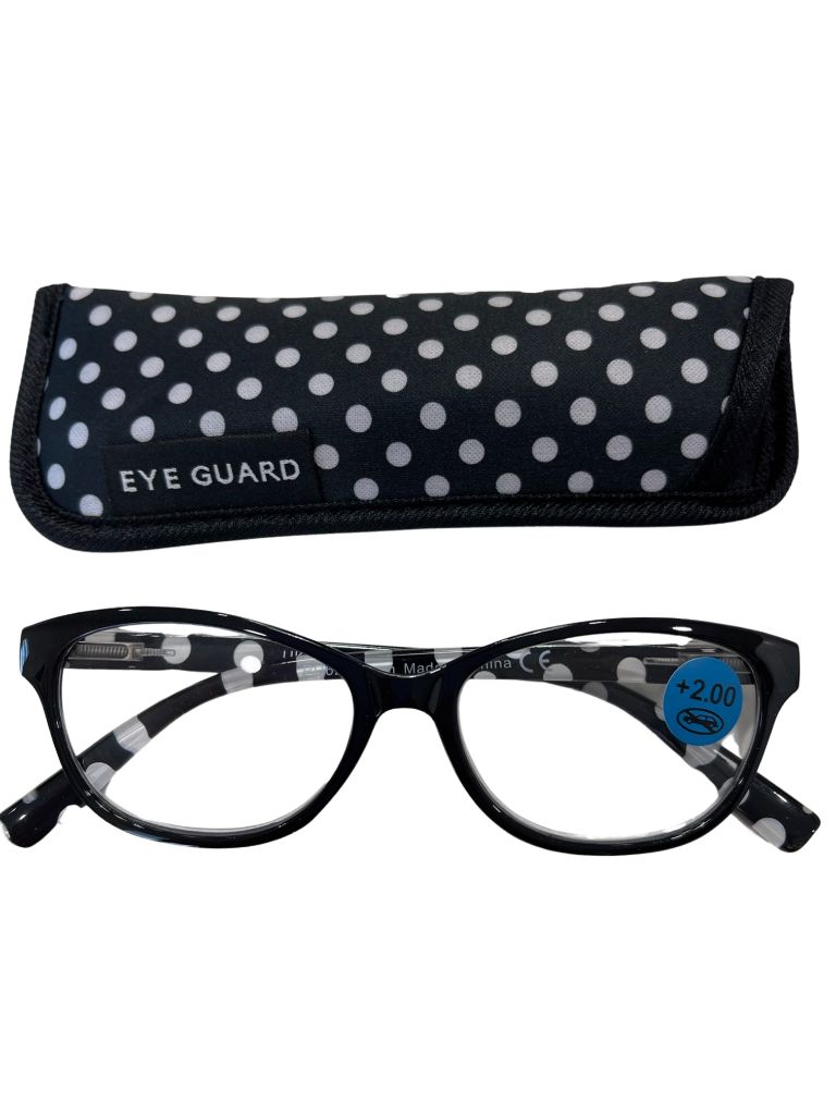 Eyeguard Black and White Polka Dot Reading Glasses