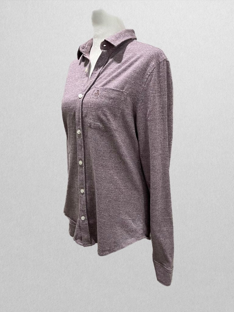 Penguin Purple Button Up Long Sleeve Soft Cotton Blouse