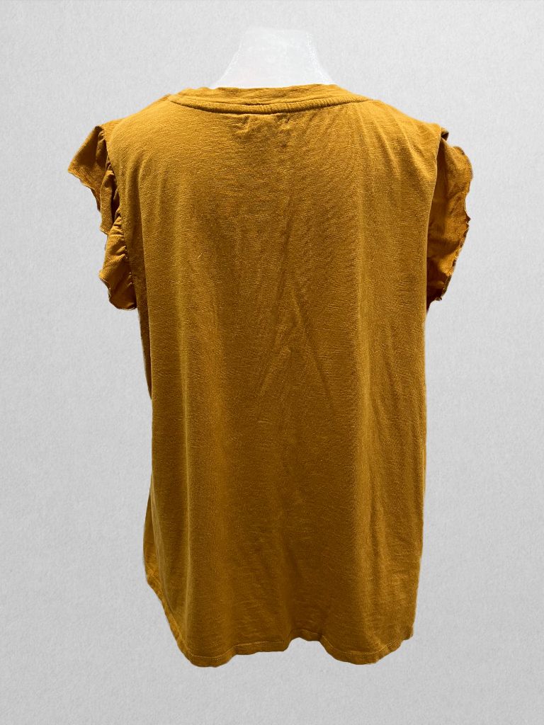 Maurices Mustard Yellow Ruffle Sleeve Tee