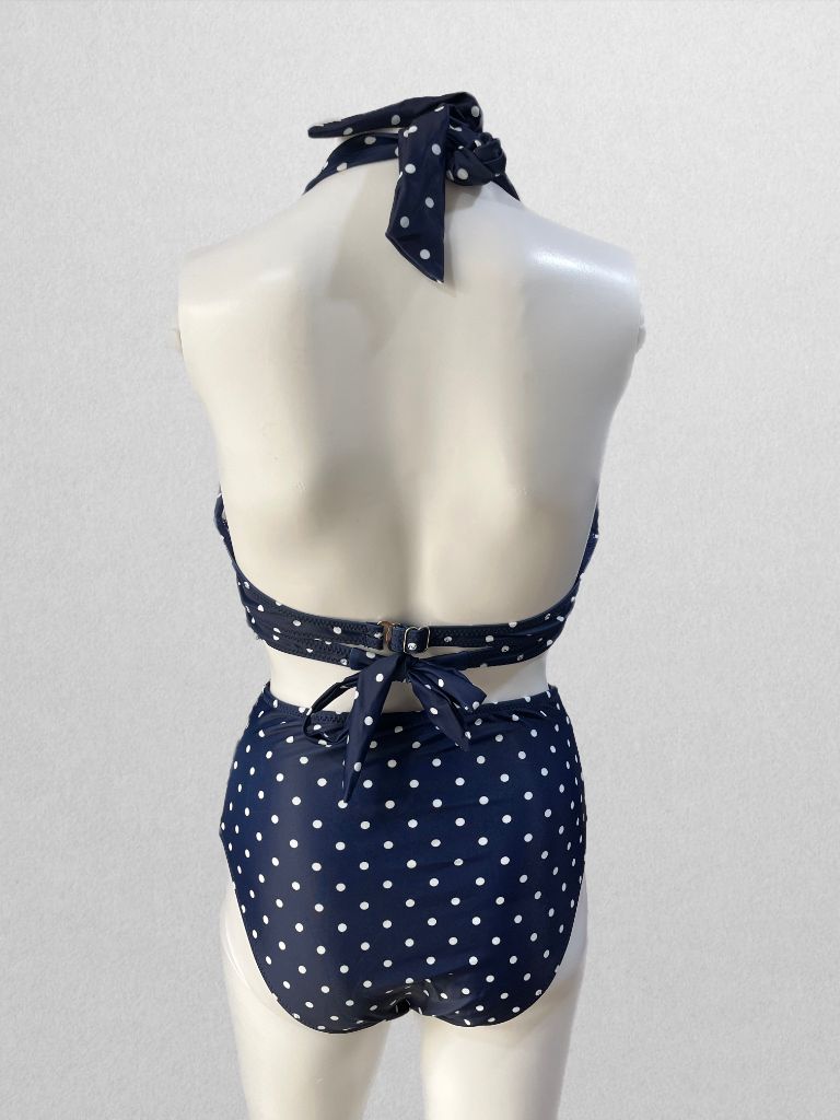 Tempt Me Navy/White Polka Dot Swim Two Piece Set