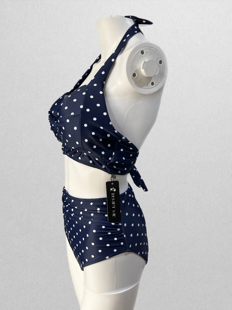 Tempt Me Navy/White Polka Dot Swim Two Piece Set