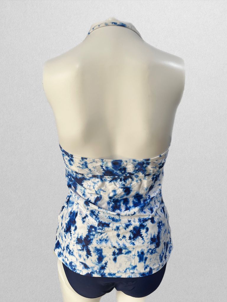 Yonique Blue/White Patterned Swim Tankini Top