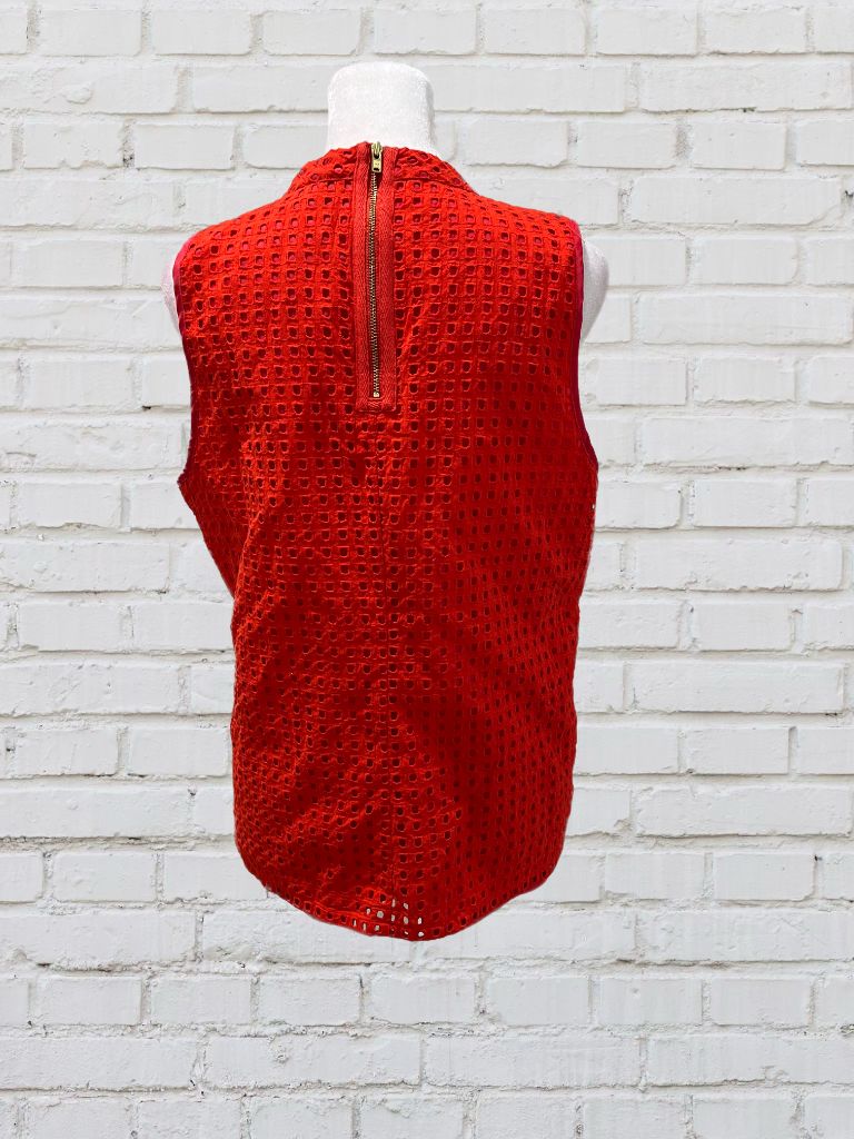 J Crew Orange Eyelet Sleeveless Blouse