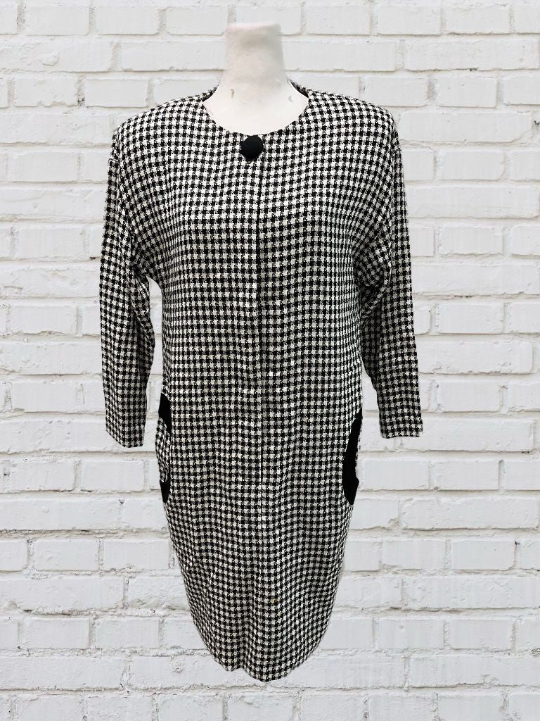 Donna Ricco New York Black/White Houndstooth Long Sleeve Dress
