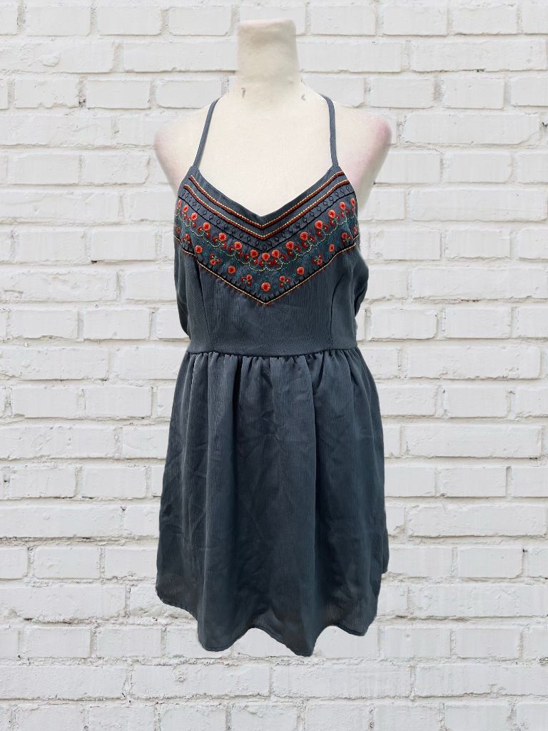trixxi blue dress Juniors' Ruffled Tie-Front Fit & Flare Dress