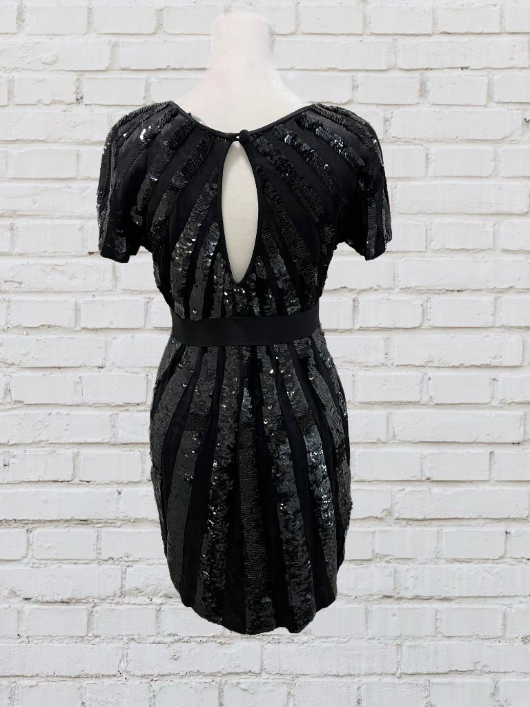 French Connection Black Sequin Mini Dress with Belt
