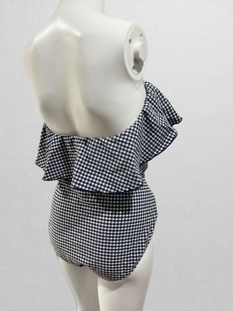 Kona Sol Navy Gingham Convertible Strapless One-Piece Swimsuit