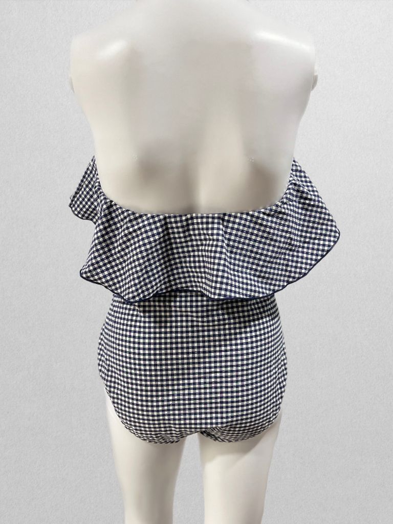 Kona Sol Navy Gingham Convertible Strapless One-Piece Swimsuit