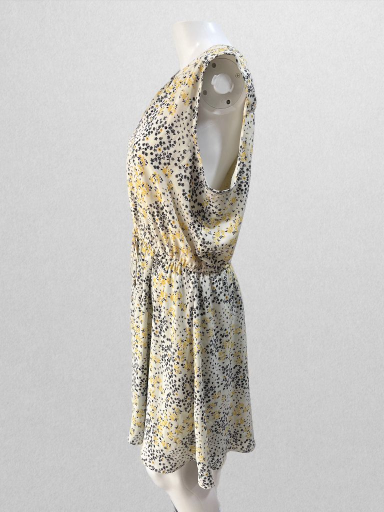 Maurices Cream Floral Sleeveless Midi Dress with Drawstring