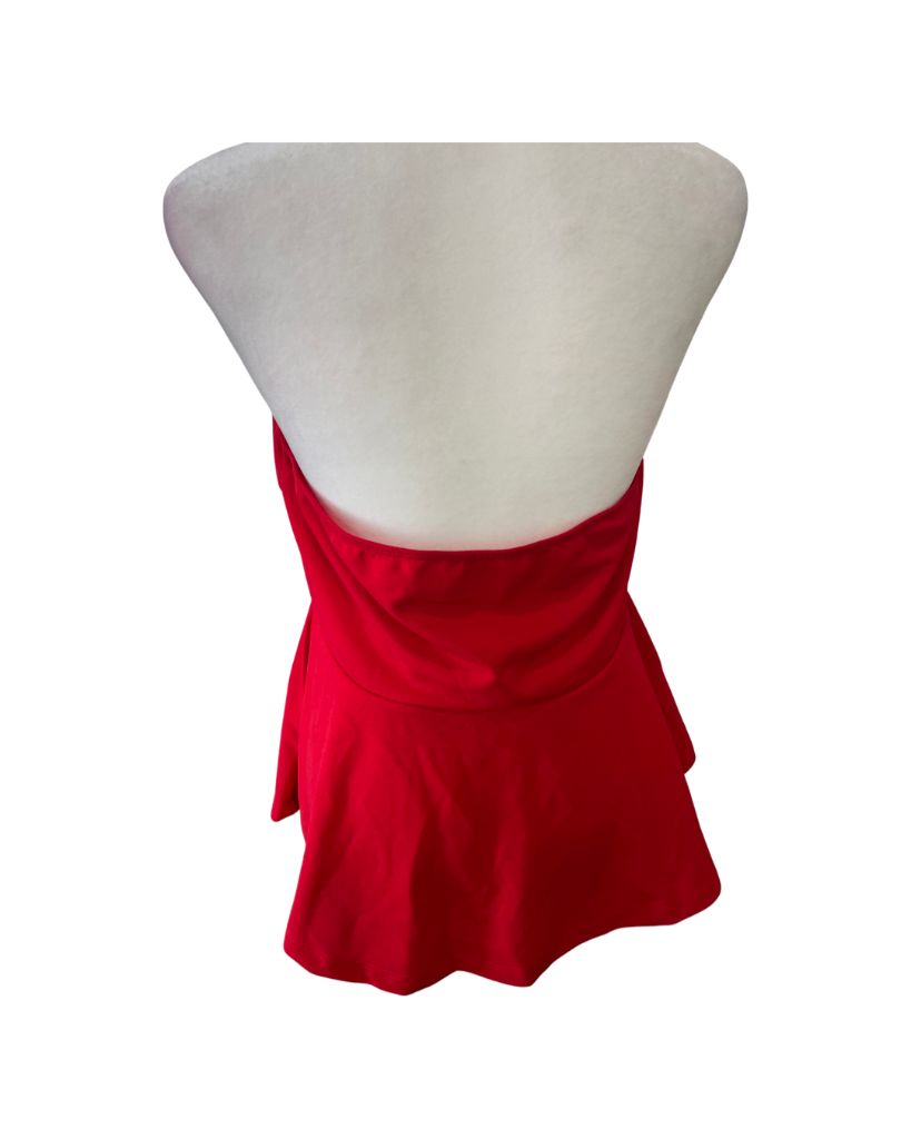 Floerns Red Sleeveless Bandeau Peplum Top