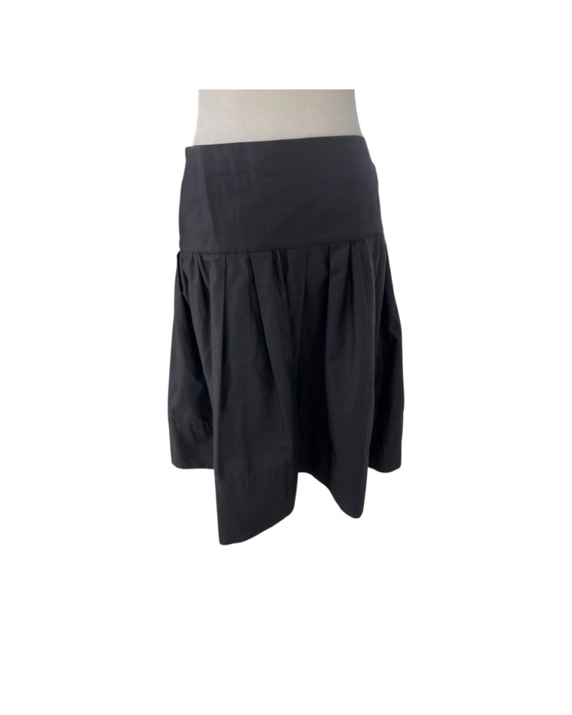 French Connection Black Midi Cotton Skirt with Waist Tie