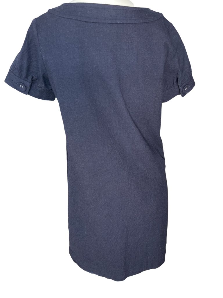 Gap Black Short Sleeve 3 Button Wool Midi Dress