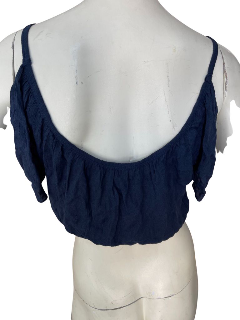 Hollister Blue Crop Tank with Lace Front & Cold Shoulder