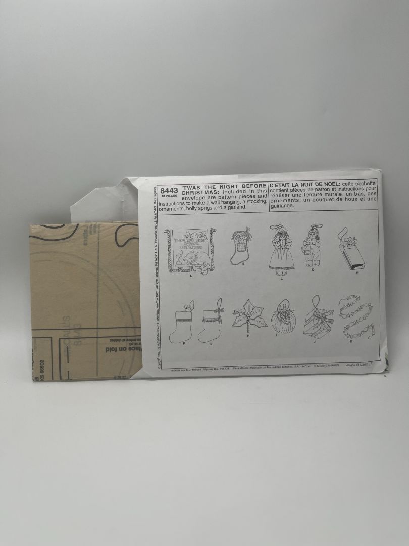 Vintage McCall's Crafts 8443 D 'Twas The Night Before Christmas Sewing Patterns