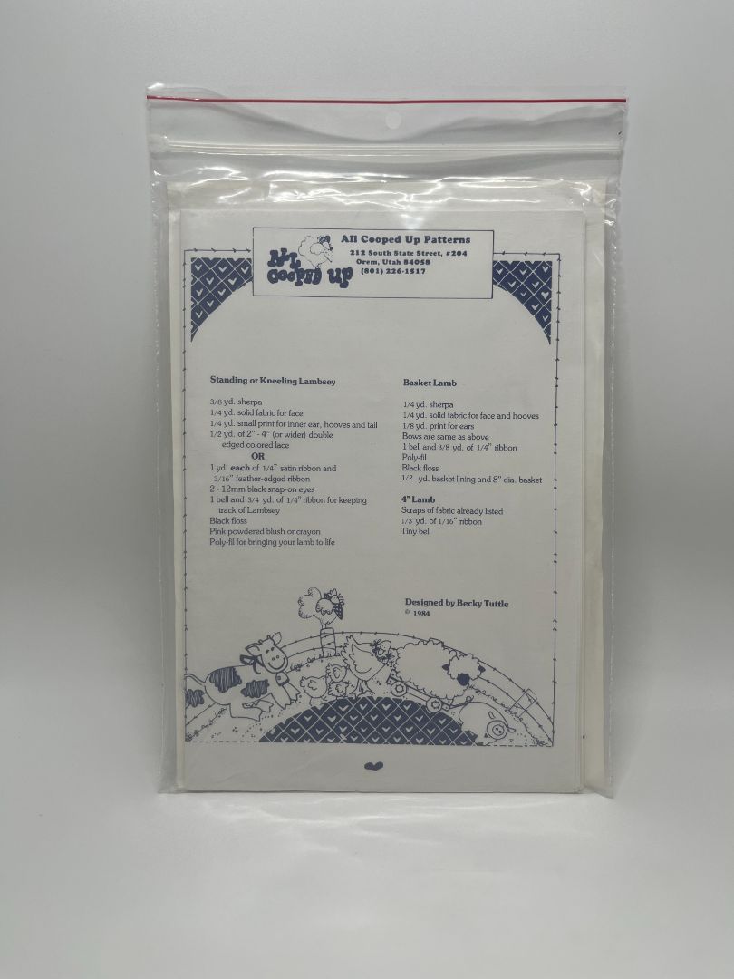 Vintage All Cooped Up "Little Lambsey Divey" Sewing Pattern