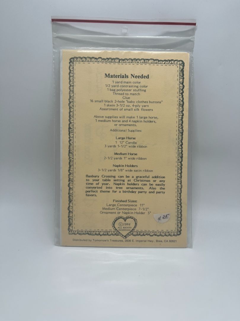 Vintage Tomorrow's Treasures "Banbury Crossing" Sewing Pattern by Joanne Burkhart