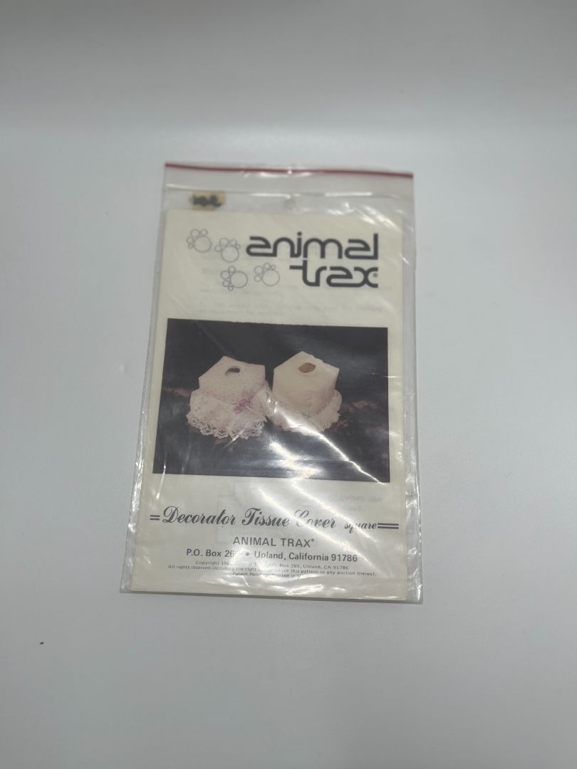 Vintage Animal Trax Decorator Tissue Cover Square Sewing Pattern