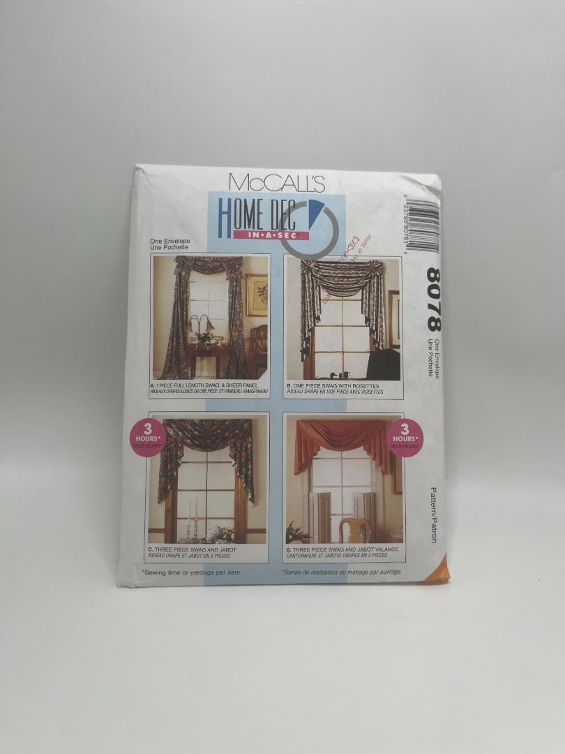 Vintage McCall's 8078 Size D Home Decor Curtains Sewing Pattern