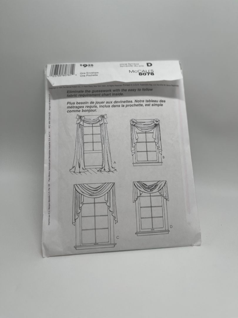 Vintage McCall's 8078 Size D Home Decor Curtains Sewing Pattern