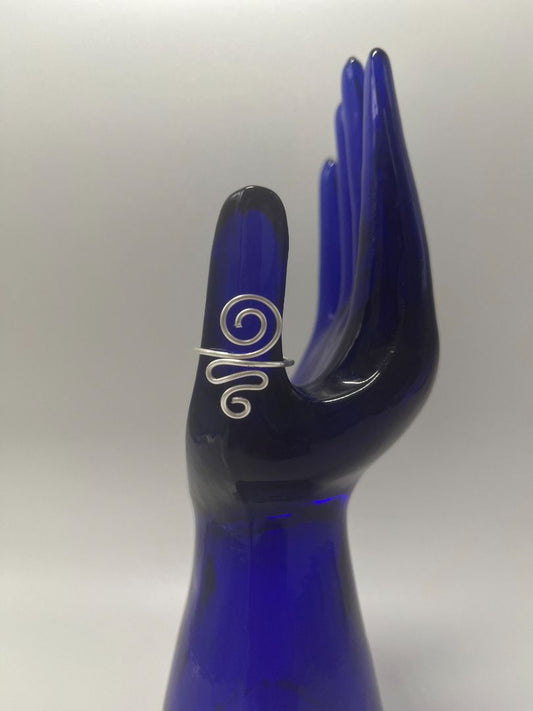 Spiral & Abstract Wavy Ring Size 7 | Silver