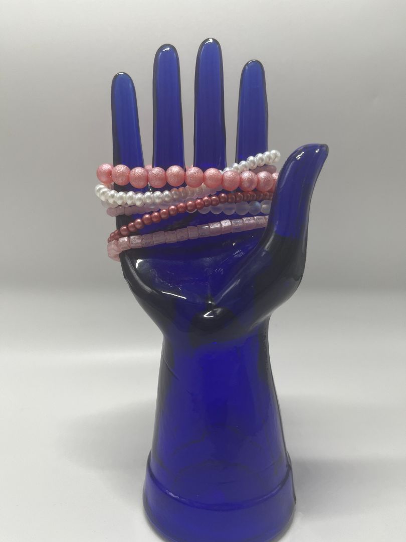 Valentine's Day Pink & White Bracelet Stack | Handmade