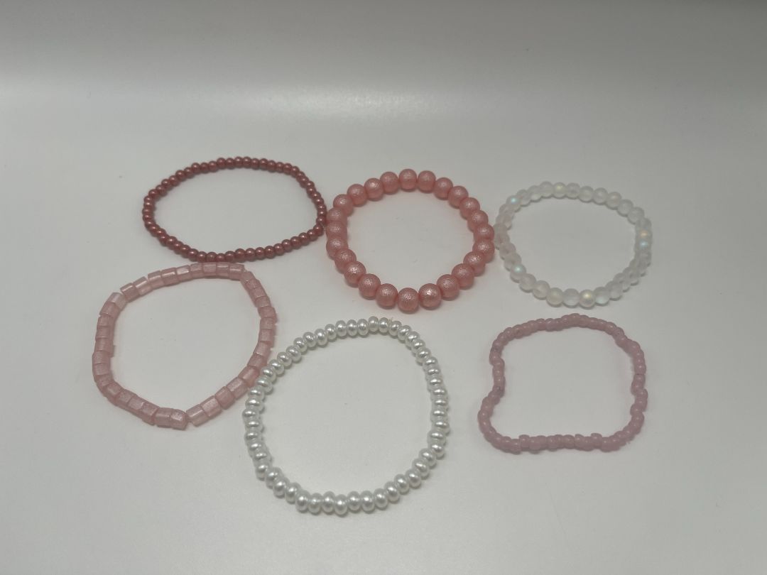 Valentine's Day Pink & White Bracelet Stack | Handmade