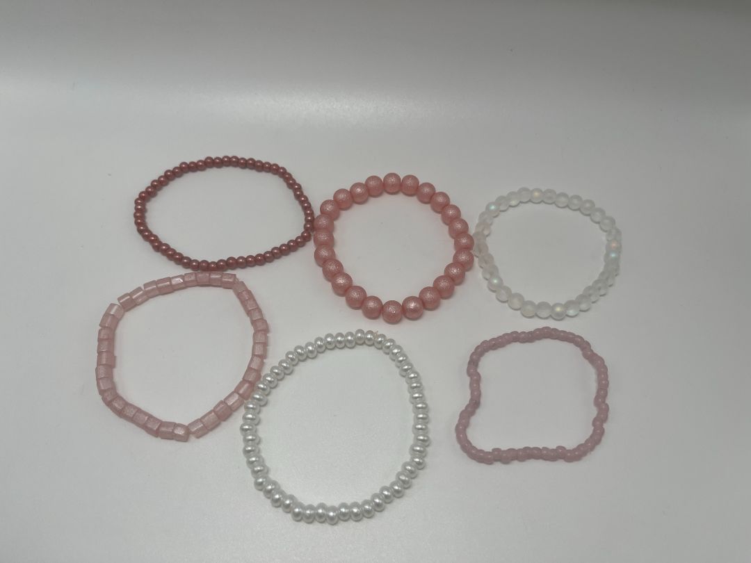 Valentine's Day Pink & White Bracelet Stack | Handmade