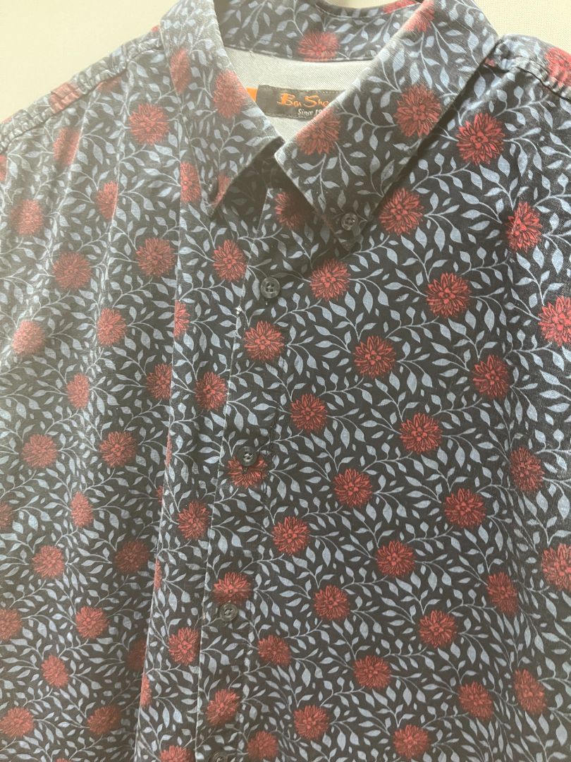 Ben Sherman Blue/Red Floral Button Up Shirt