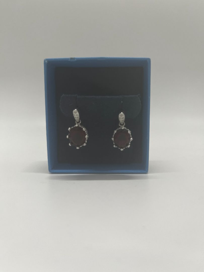 Vintage Silver Lab Grown Garnet and Cubic Zirconia Earrings
