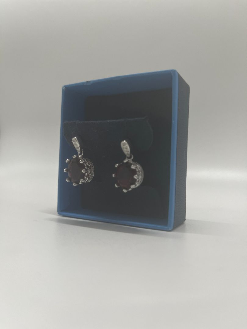 Vintage Silver Lab Grown Garnet and Cubic Zirconia Earrings