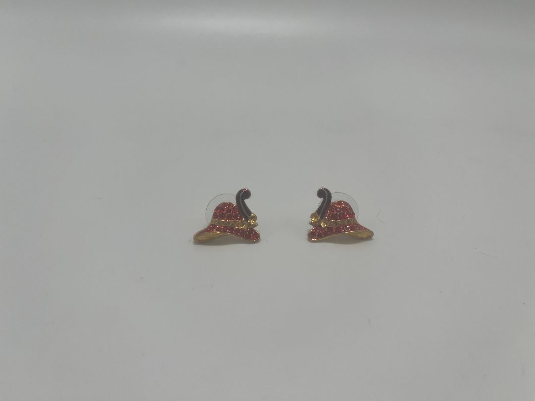 Vintage Gold/Red Sequined Hats Earrings & Brooch Pin Set