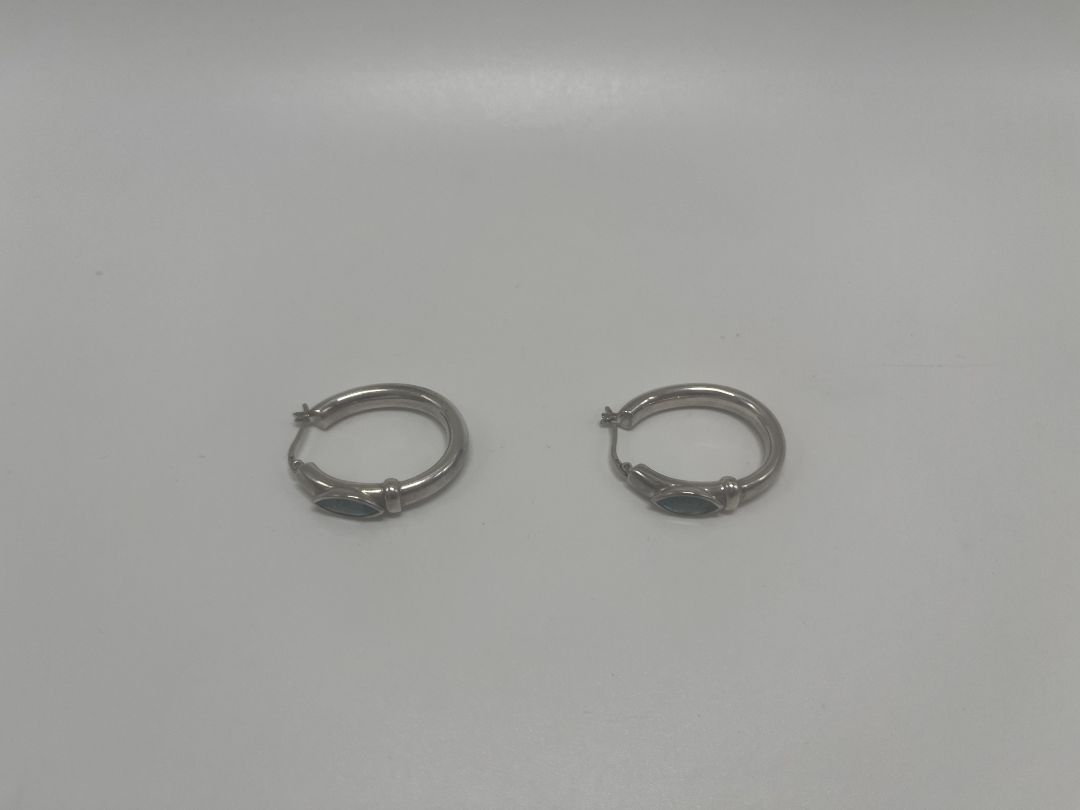 Silver Blue Topaz Hoop Earrings