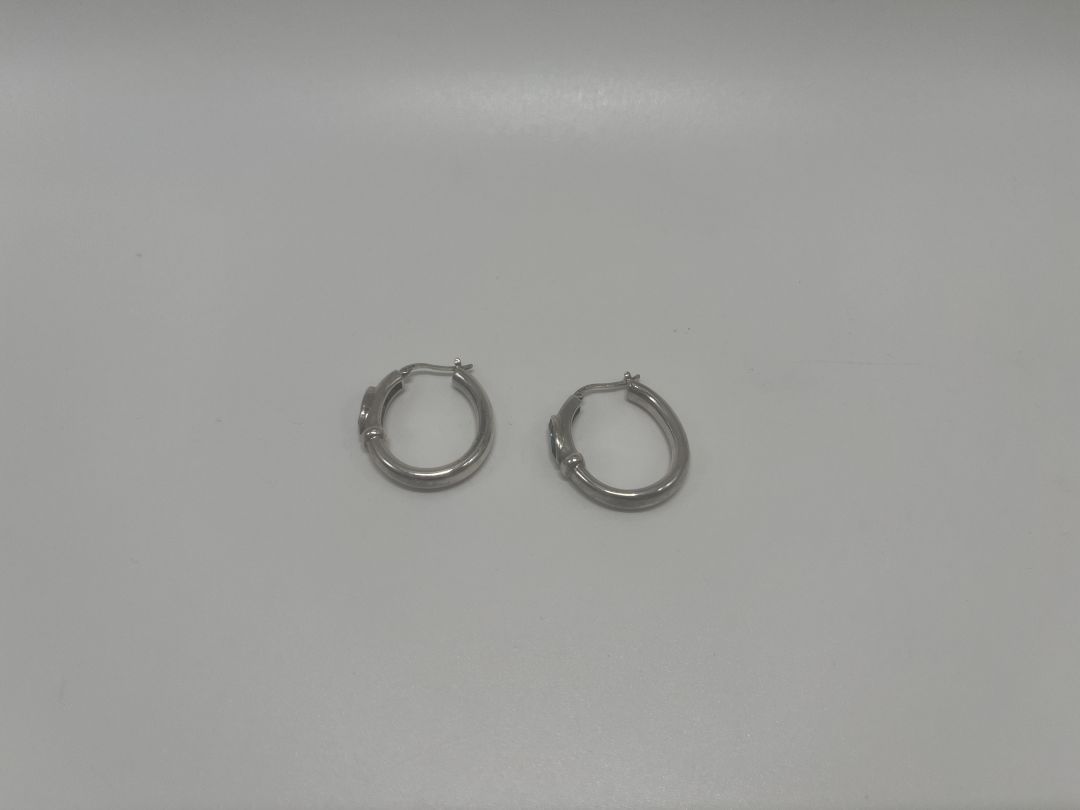 Silver Blue Topaz Hoop Earrings