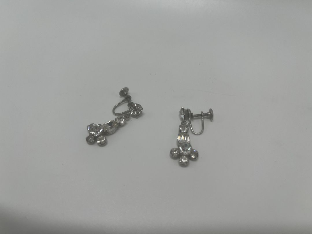 Vintage Cubic Zirconia Drop Clip-On Earrings