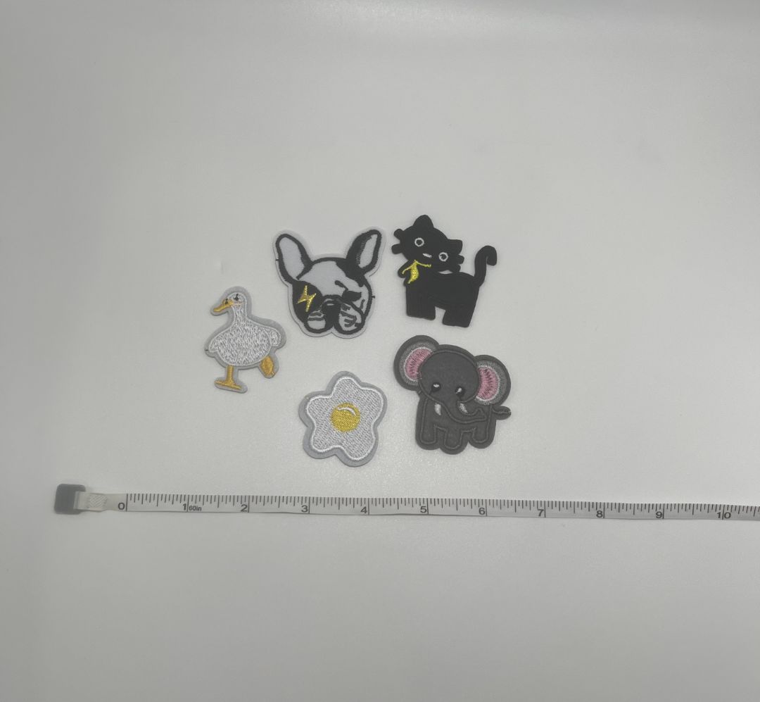 Black Multicolor Miscellaneous Iron-On Patches (5)