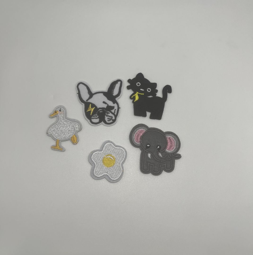 Black Multicolor Miscellaneous Iron-On Patches (5)