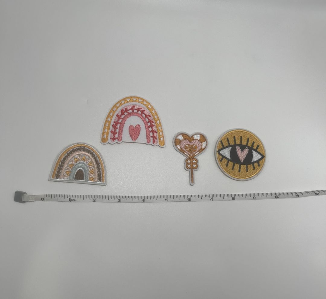 Yellow/Pink Boho-Style Iron-On Patches (4)