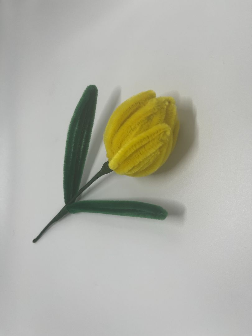 Yellow Handmade Pipe Cleaner Tulip Flower